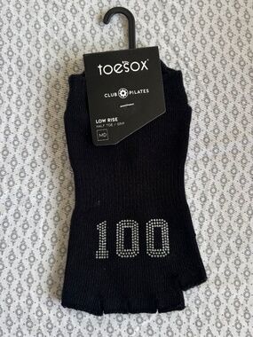 ToeSox Club Pilates Organic Cotton Black Low Rise Half Toe Grip Non Slip NWT